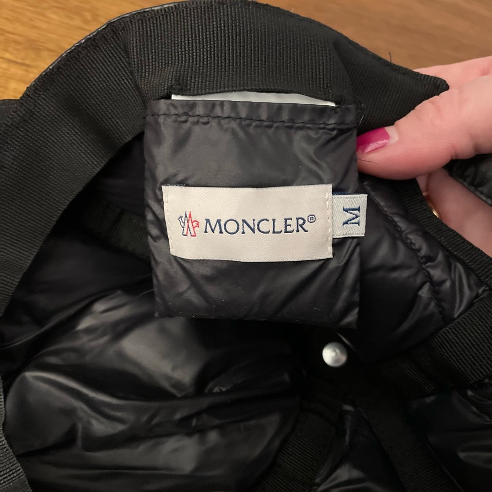 💯 Authentic RARE MONCLER Quilted Puffer Down Black Ball Cap Hat - Picture 13 of 15